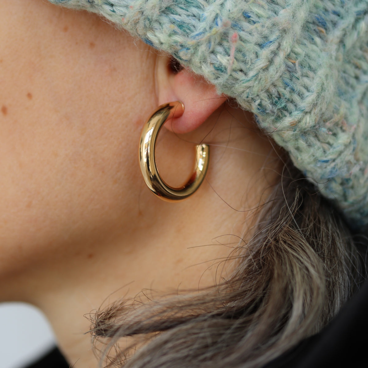 burren jewellery 18k gold plated chunky big hoop earring