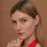burren jewellery 18k gold plated ribbed chunky ring with octagonal shaped cz stone 