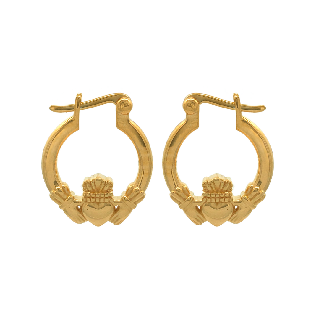 Burren Jewellery 18k gold plated claddagh inspired hoop earrings 