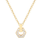 burren jewellery 18k gold plated hexagonal pendant necklace with cz stone detail 