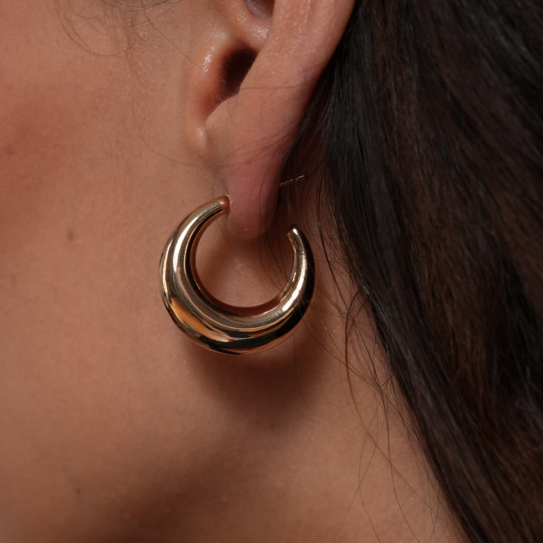 burren jewellery 18k gold plated deep hooped sculptural earring