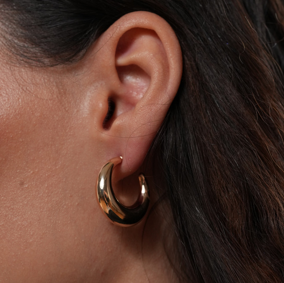 burren jewellery 18k gold plated deep hooped sculptural earring