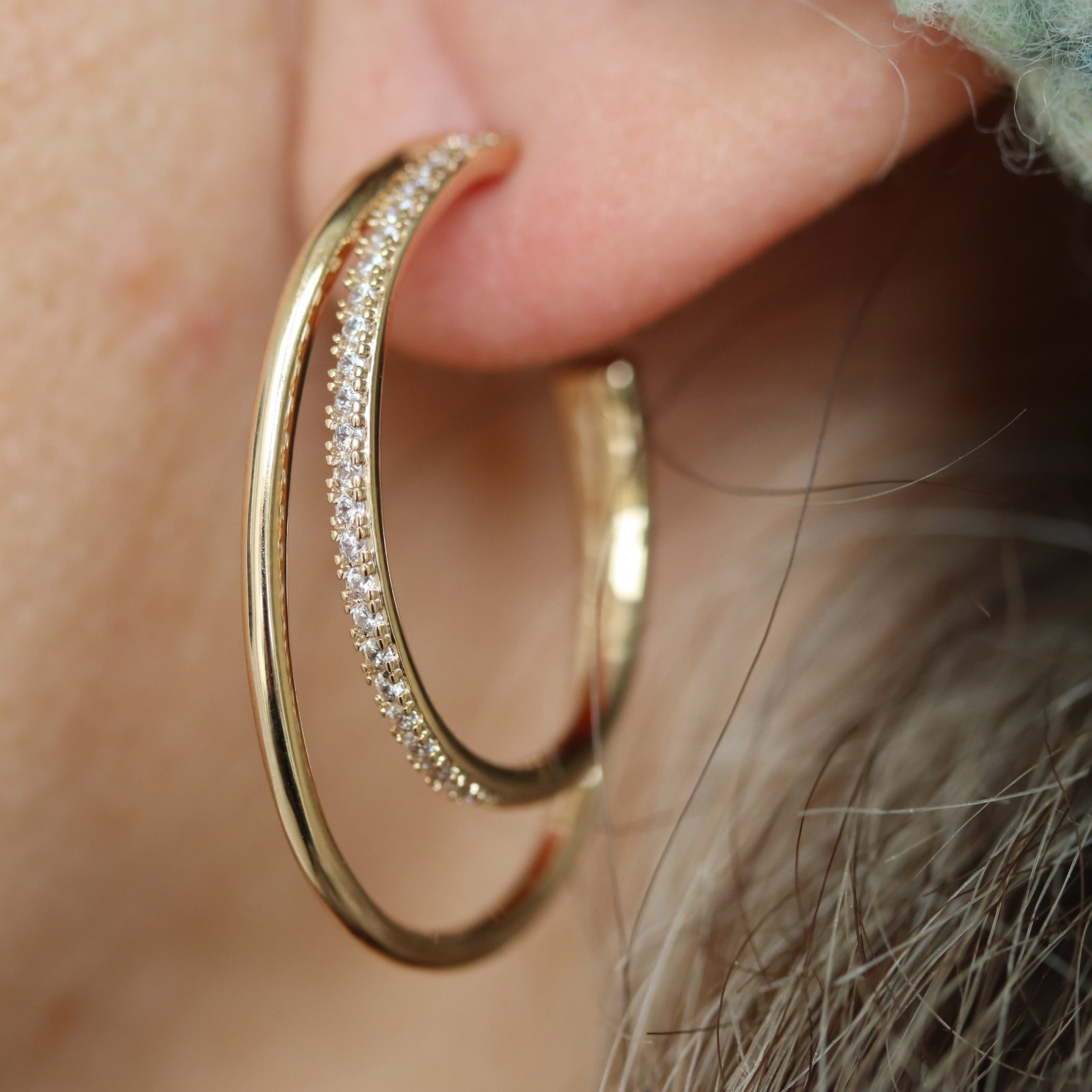 Burren jewellery hoop earrings gold plated in 18k