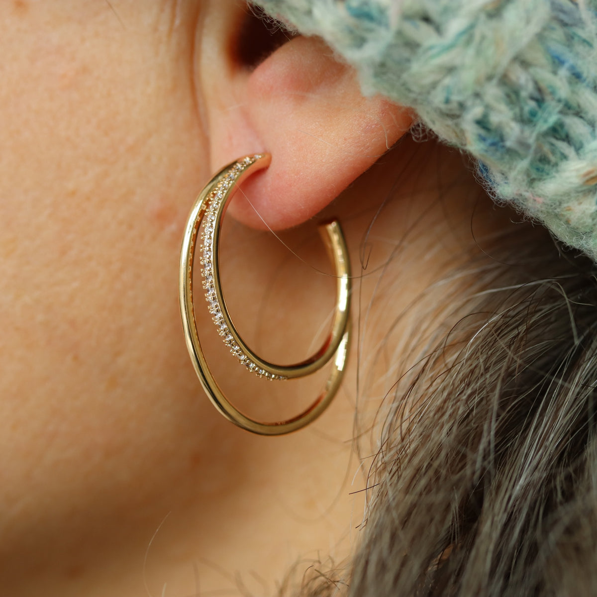 burren jewellery 18k gold plated deep stone hopped earring