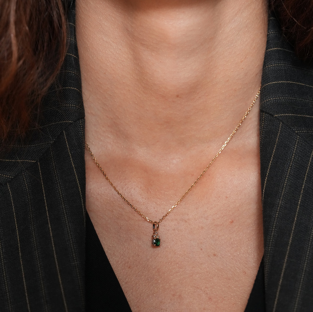 burren jewellery 18k gold plated emerald small sparkle pendent