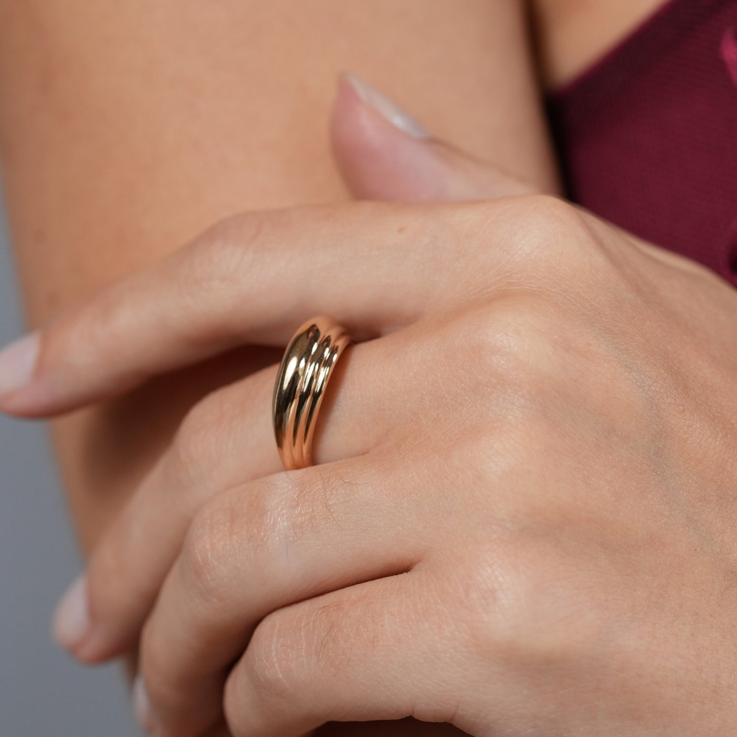burren jewellery 18k gold plated everyday layered sculptural ring