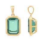18k gold plated natural stone green quartz pendant