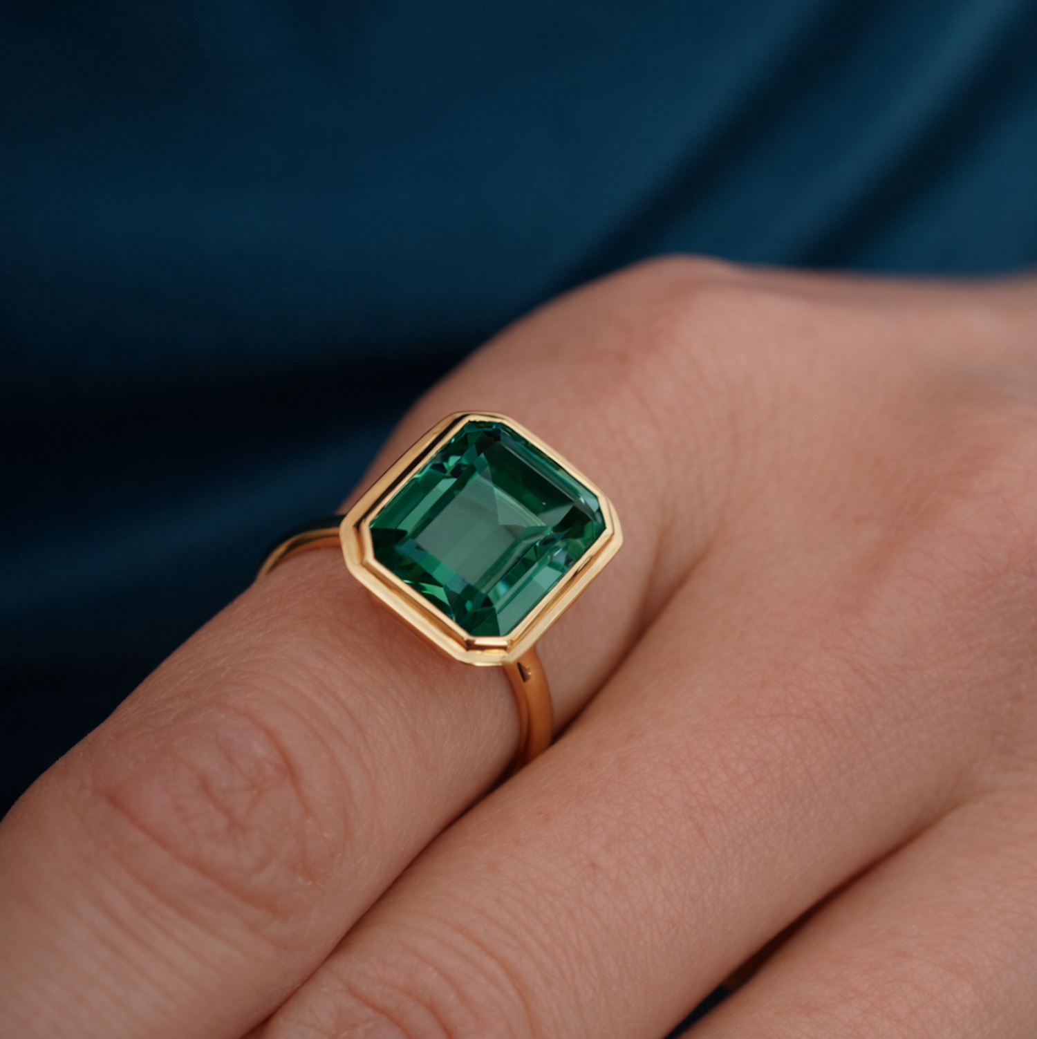 burren jewellery 18k gold plated natural stone green quartz ring