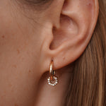 burren jewellery 18k gold plated hexagonal huggie earrings with cz stone detail 