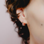 burren jewellery 18k gold plated jasmine huggie earrings model