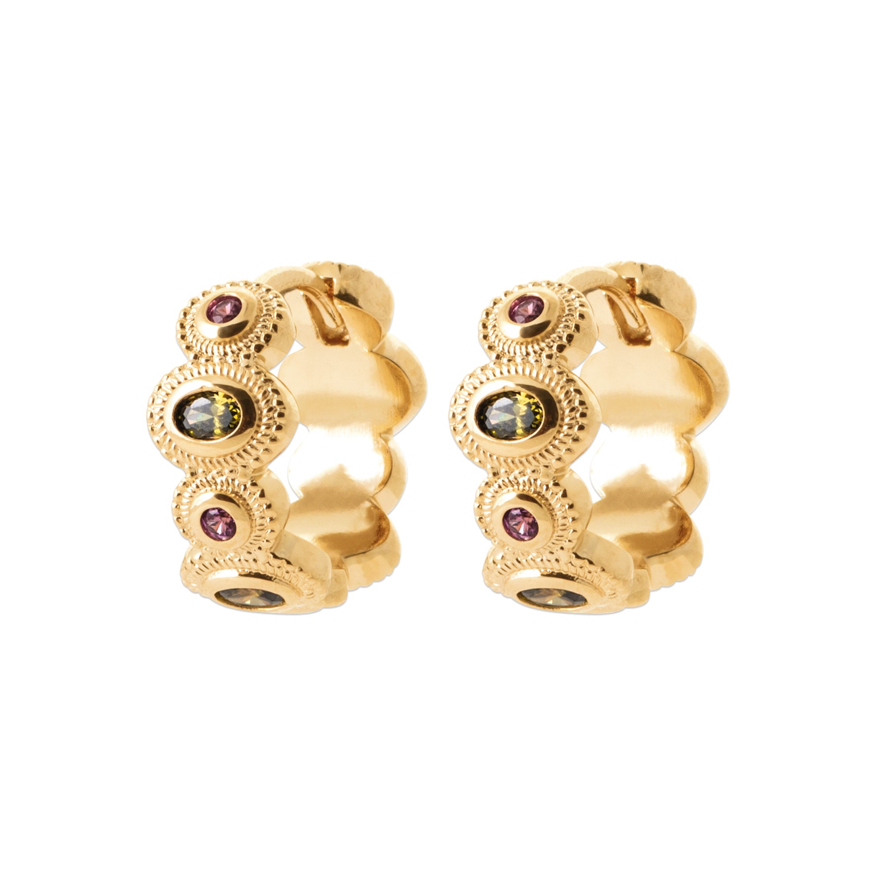 burren jewellery 18k gold plated jasmine huggie earrings