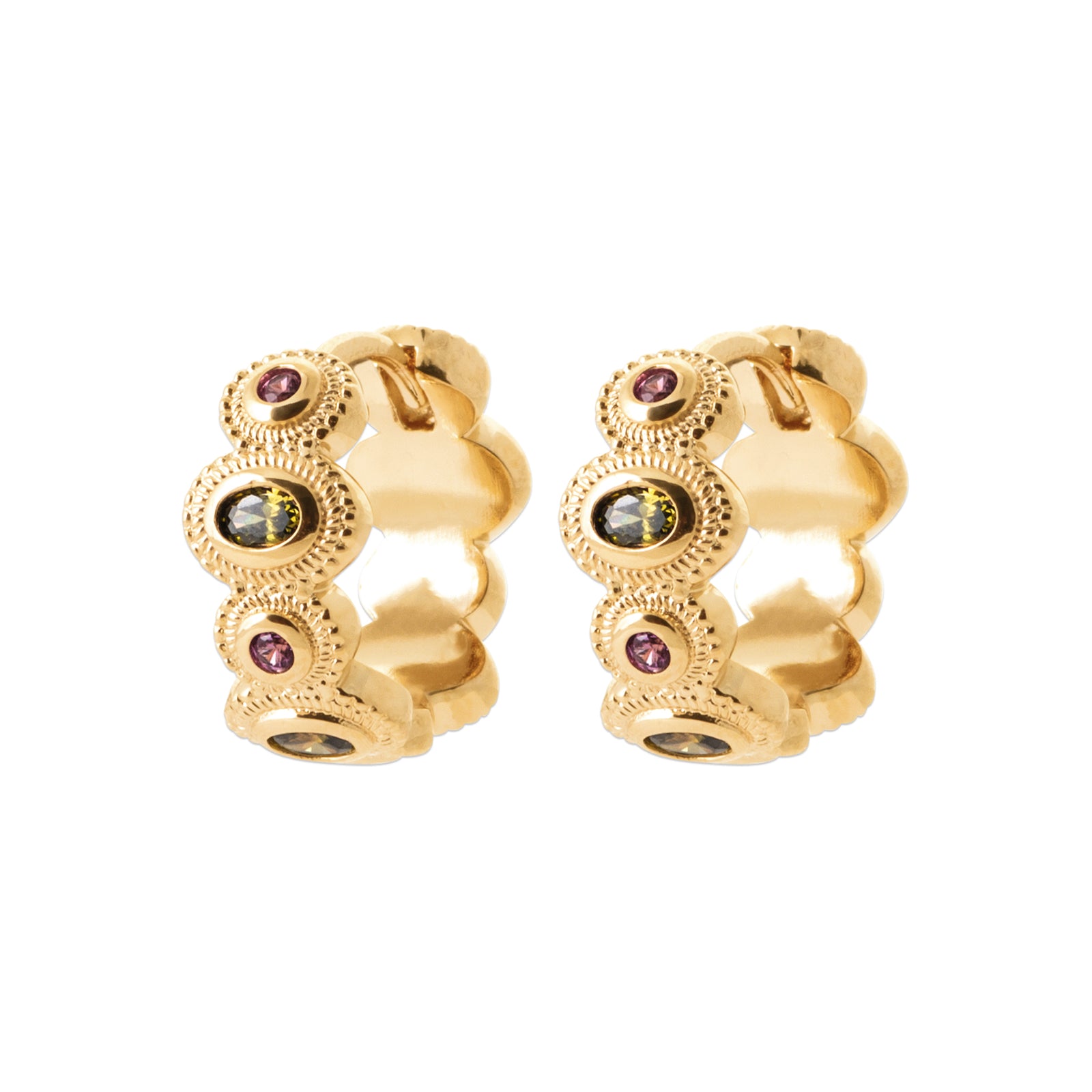 burren jewellery 18k gold plated jasmine huggie earrings