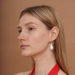 burren jewellery 18k gold plated large pearl drop earrings 