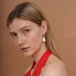 burren jewellery 18k gold plated large pearl drop earrings 