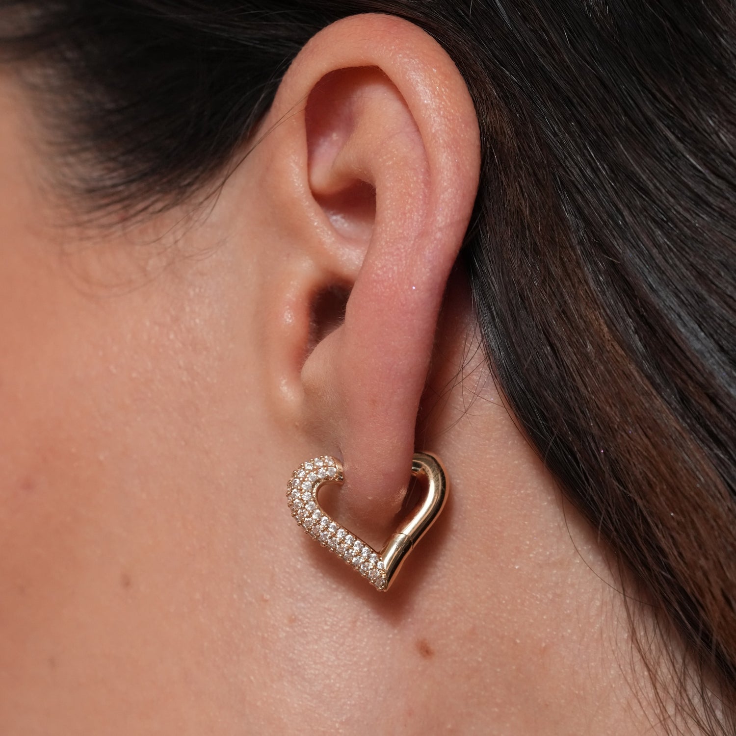 burren jewellery 18k gold plated love heart sparkly design earring