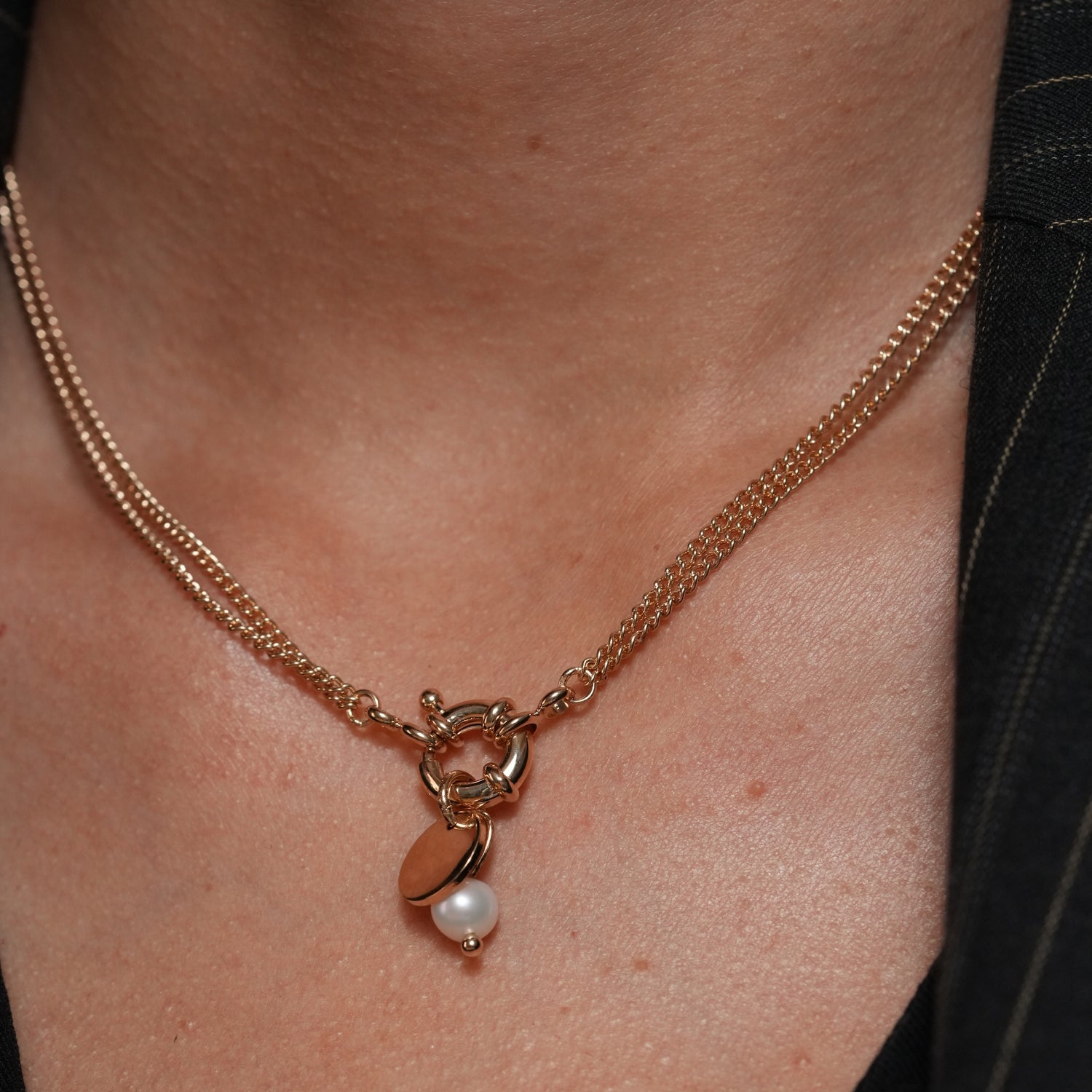 burren jewellery 18k gold plated pearl classy charm necklace 