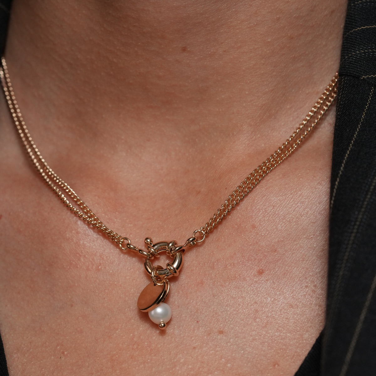 burren jewellery 18k gold plated pearl classy charm necklace 