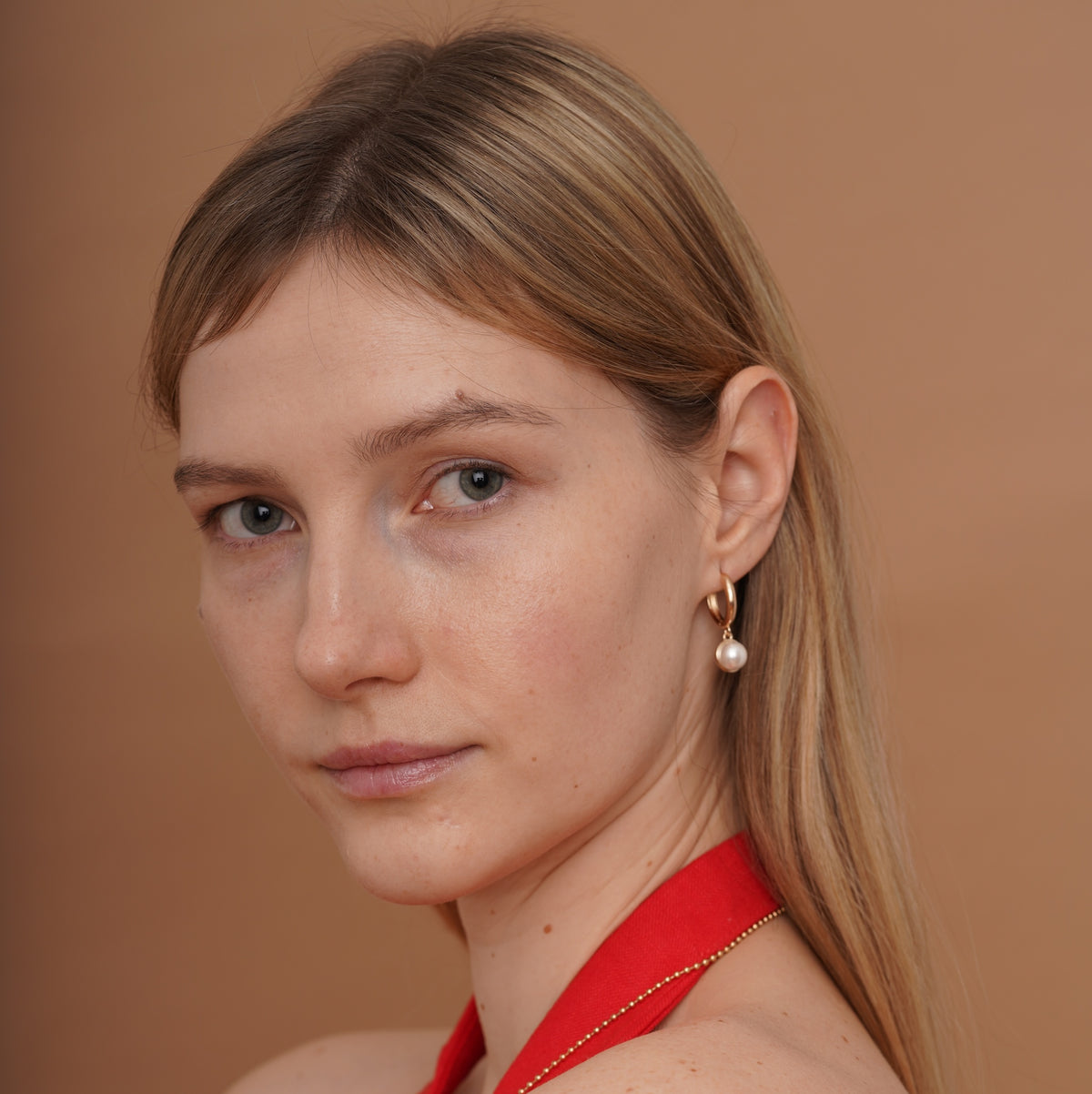 burren jewellery 18k gold plated drop pearl earrings 