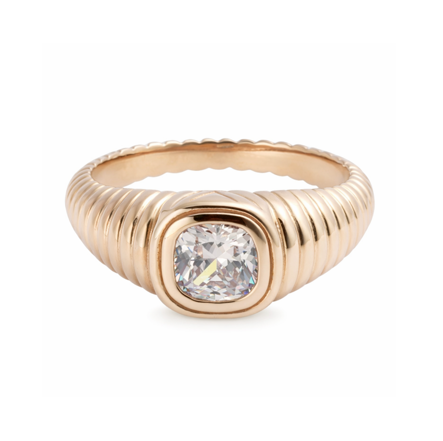 18k gold plated chunky cz stone ring