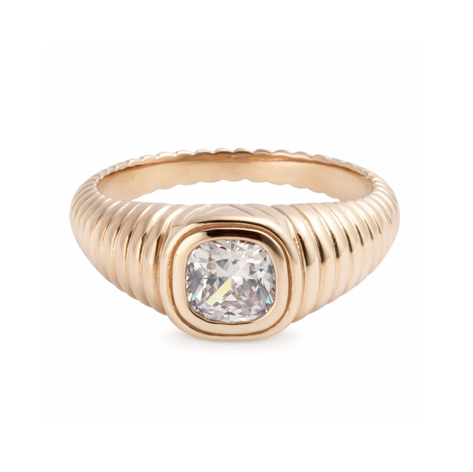18k gold plated chunky cz stone ring