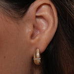 burren jewellery 18k gold plated ribbed stone glitz earring