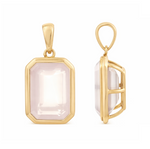 18k gold plated natural stone rose quartz large pendant