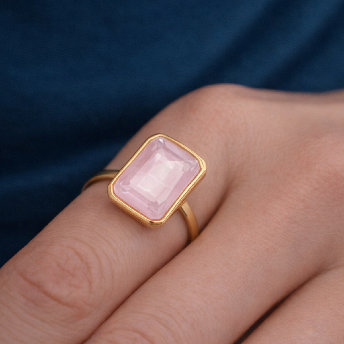 Burren Jewellery 18k gold plated rose quartz ring