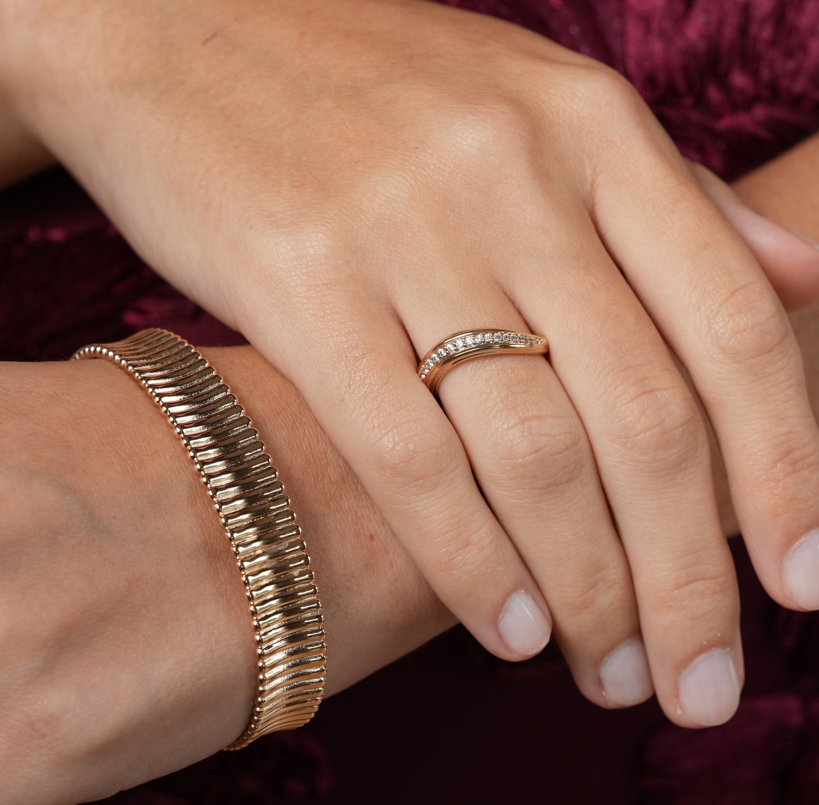 burren jewellery 18k gold plated sculptural silhouette ring