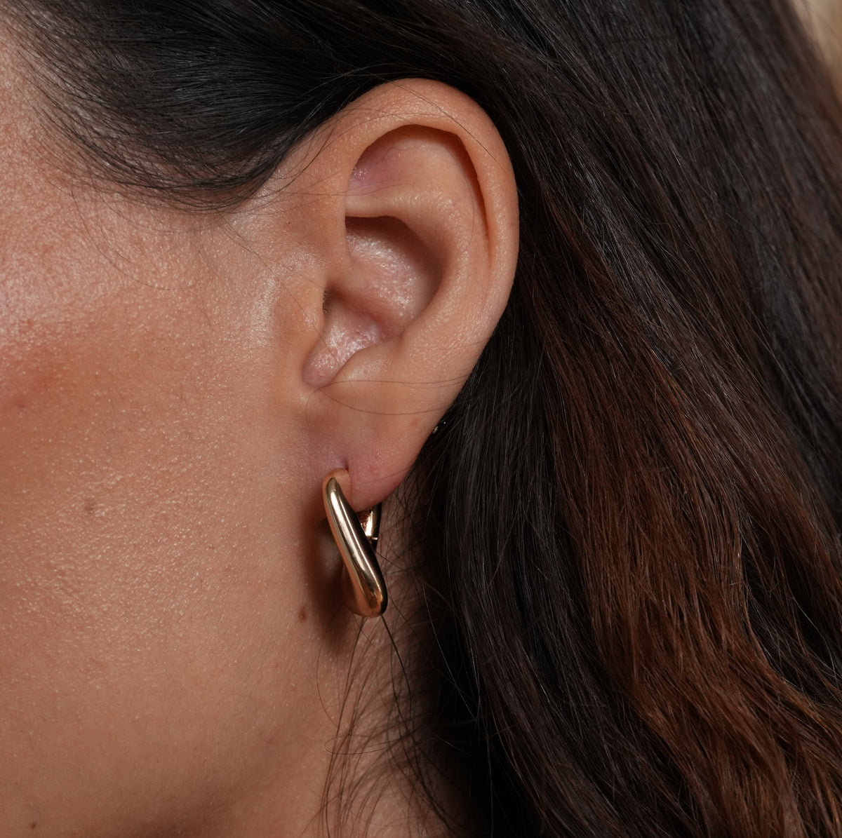 burren jewellery 18k gold plated sleek drop square huggie earring