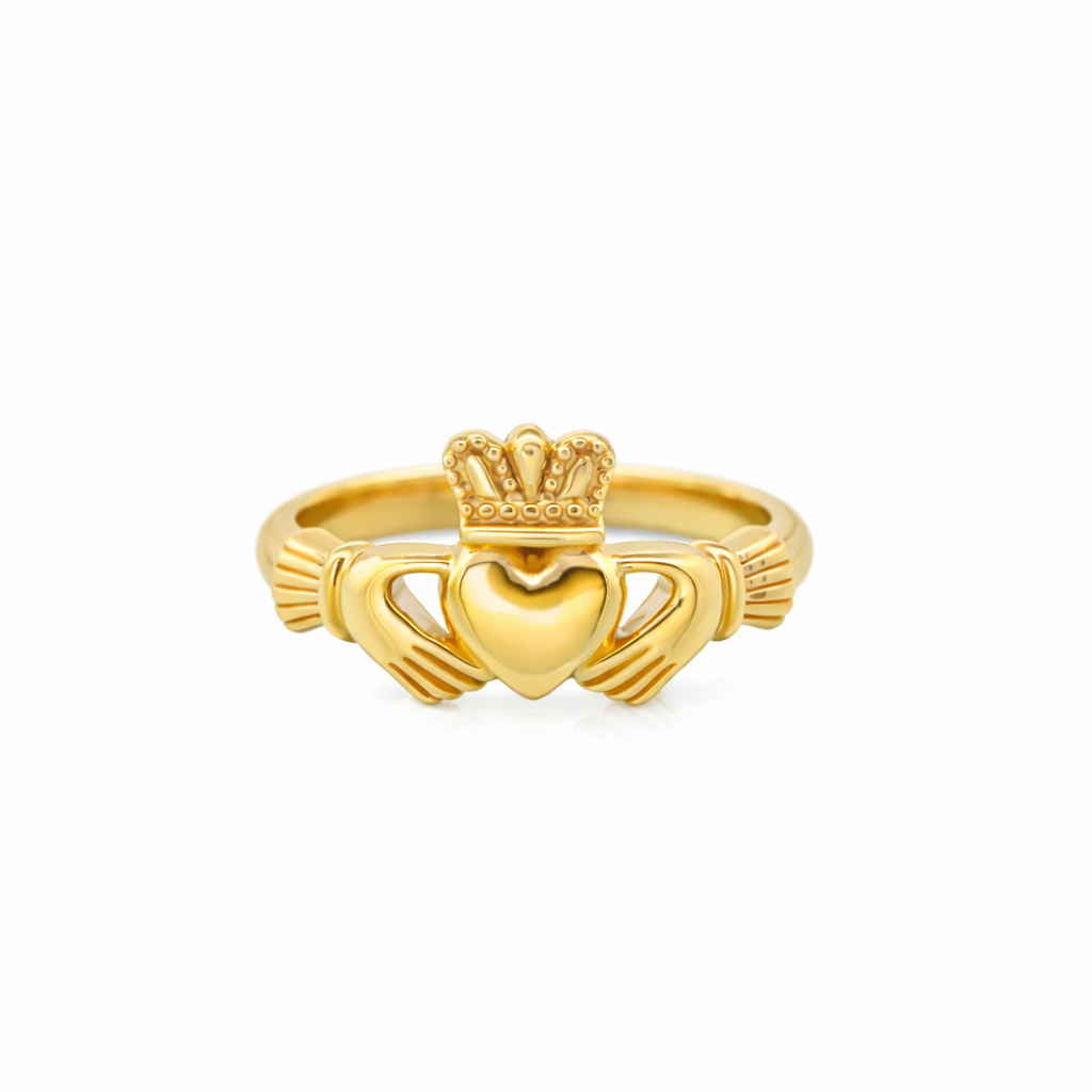 burren jewellery 18k gold plated classic band claddagh ring