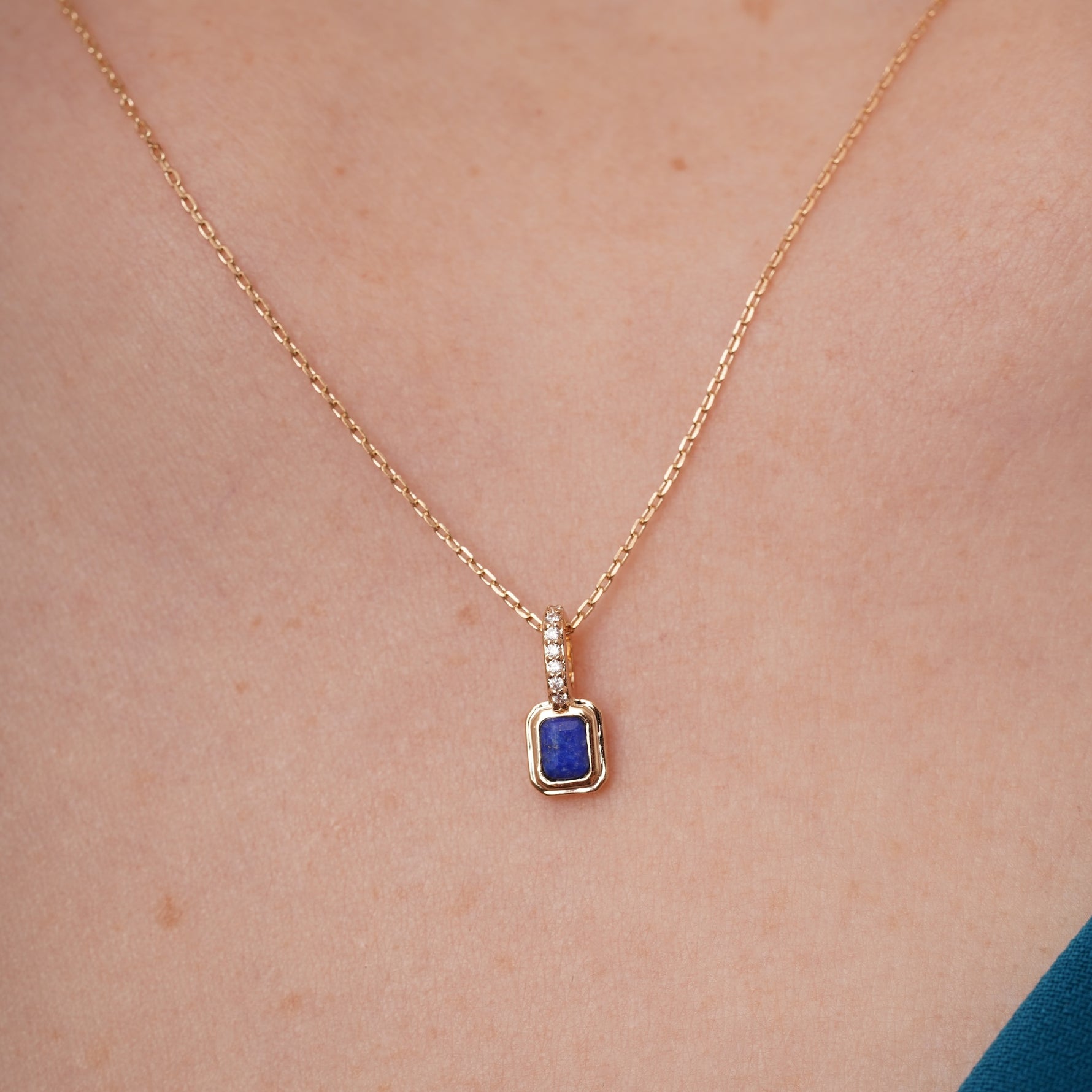 burren jewellery 18k gold plated dainty blue stone pendant 