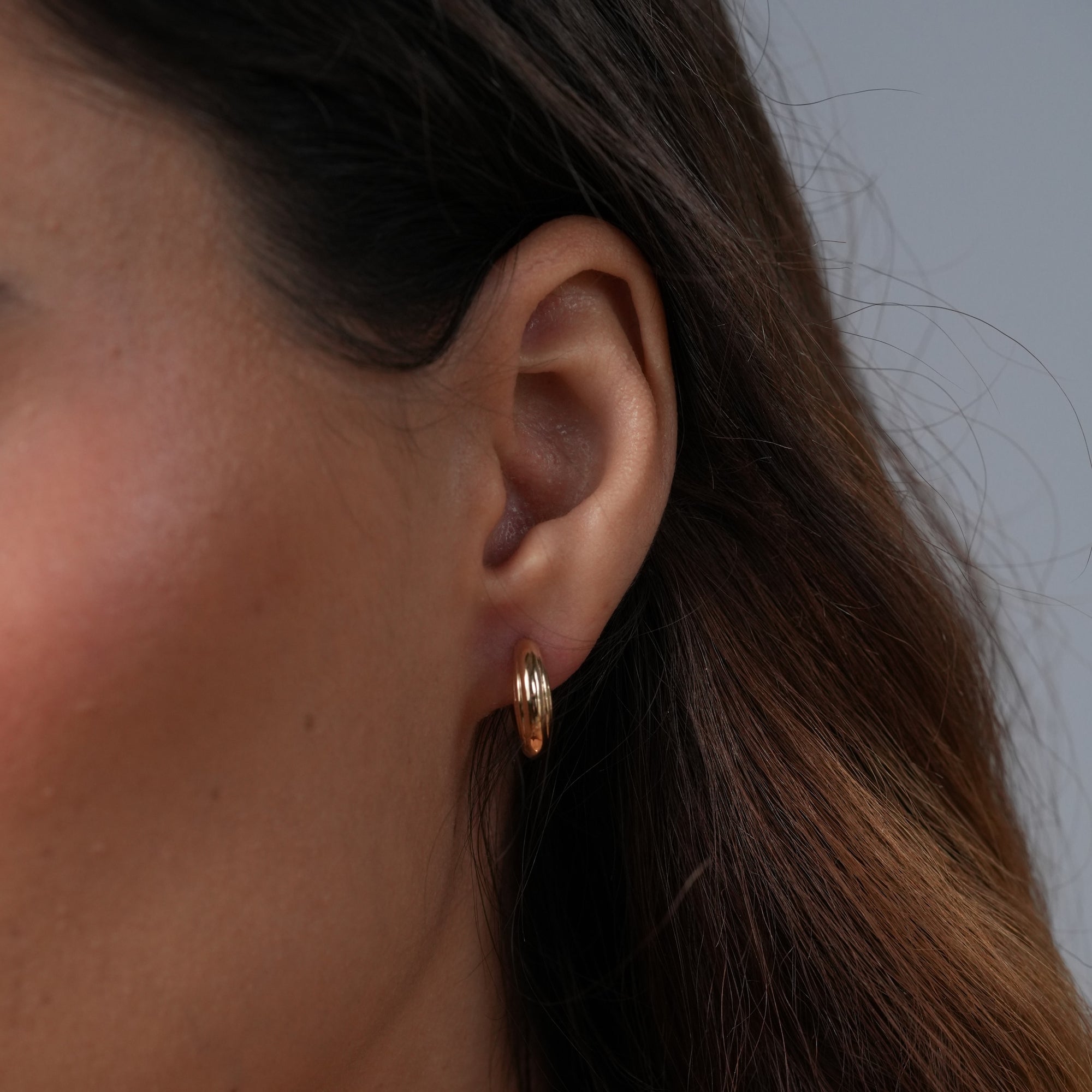 burren jewellery 18k gold plated small chunky hooped earrings