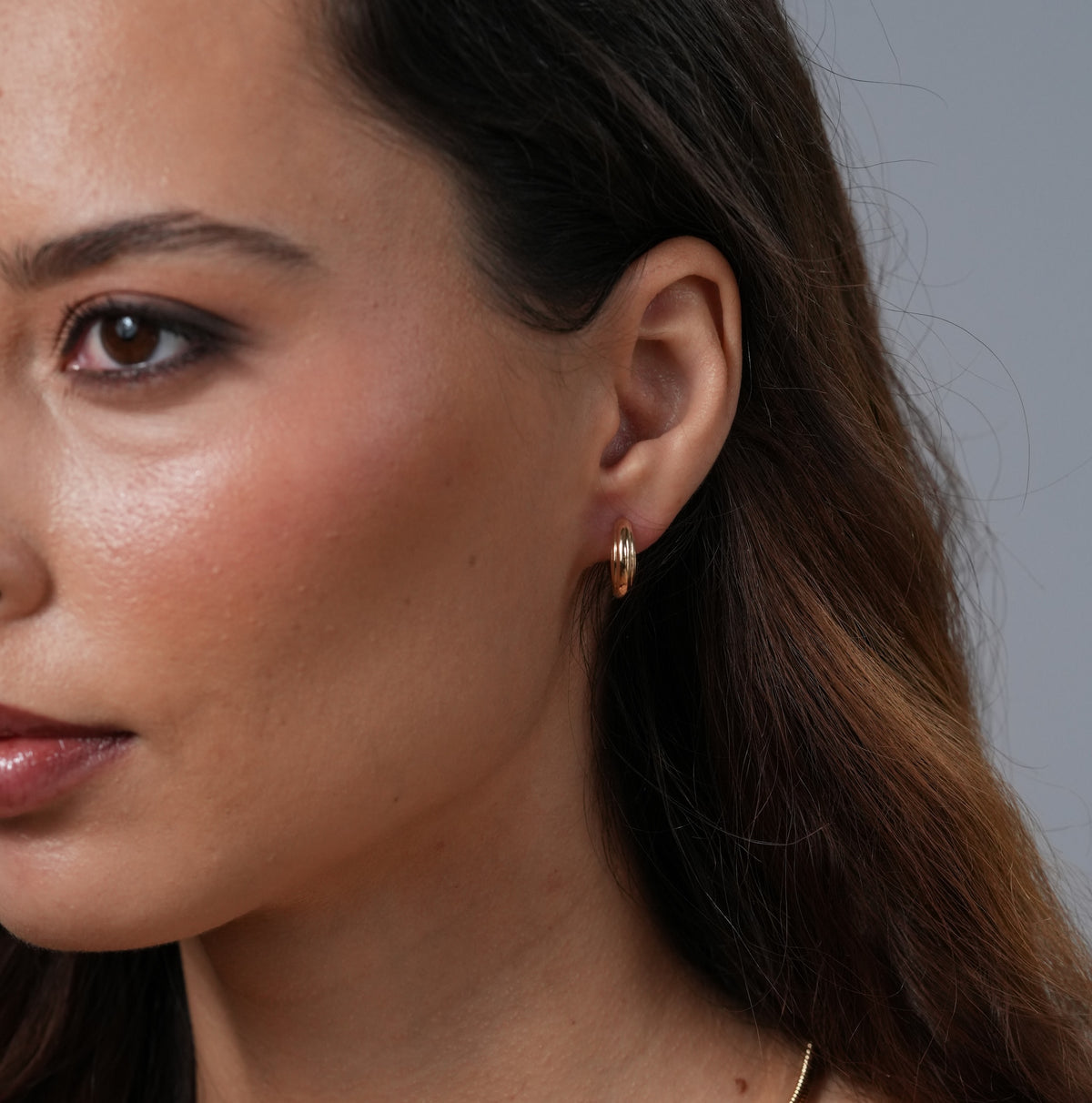 burren jewellery 18k gold plated small chunky unique hooped earrings 