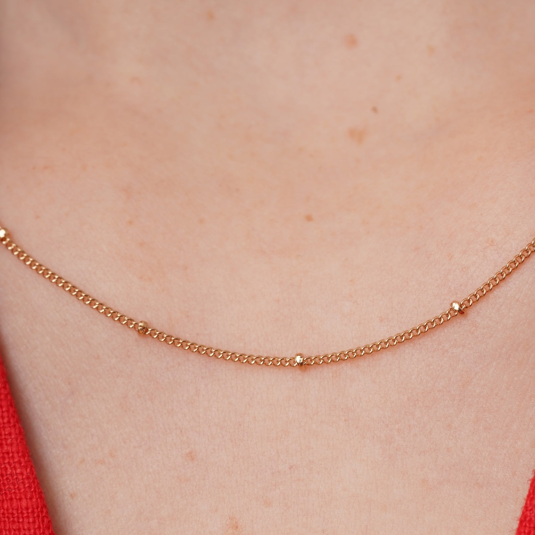 burren jewellery 18k gold plated dainty stacking chain necklace with ball detailing 