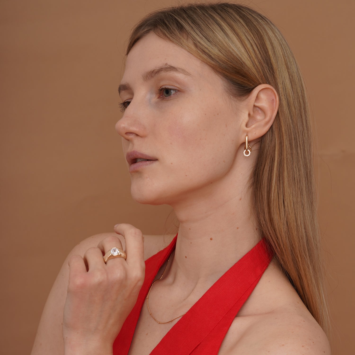 burren jewellery 18k gold plated dainty stacking chain necklace with ball detailing 
