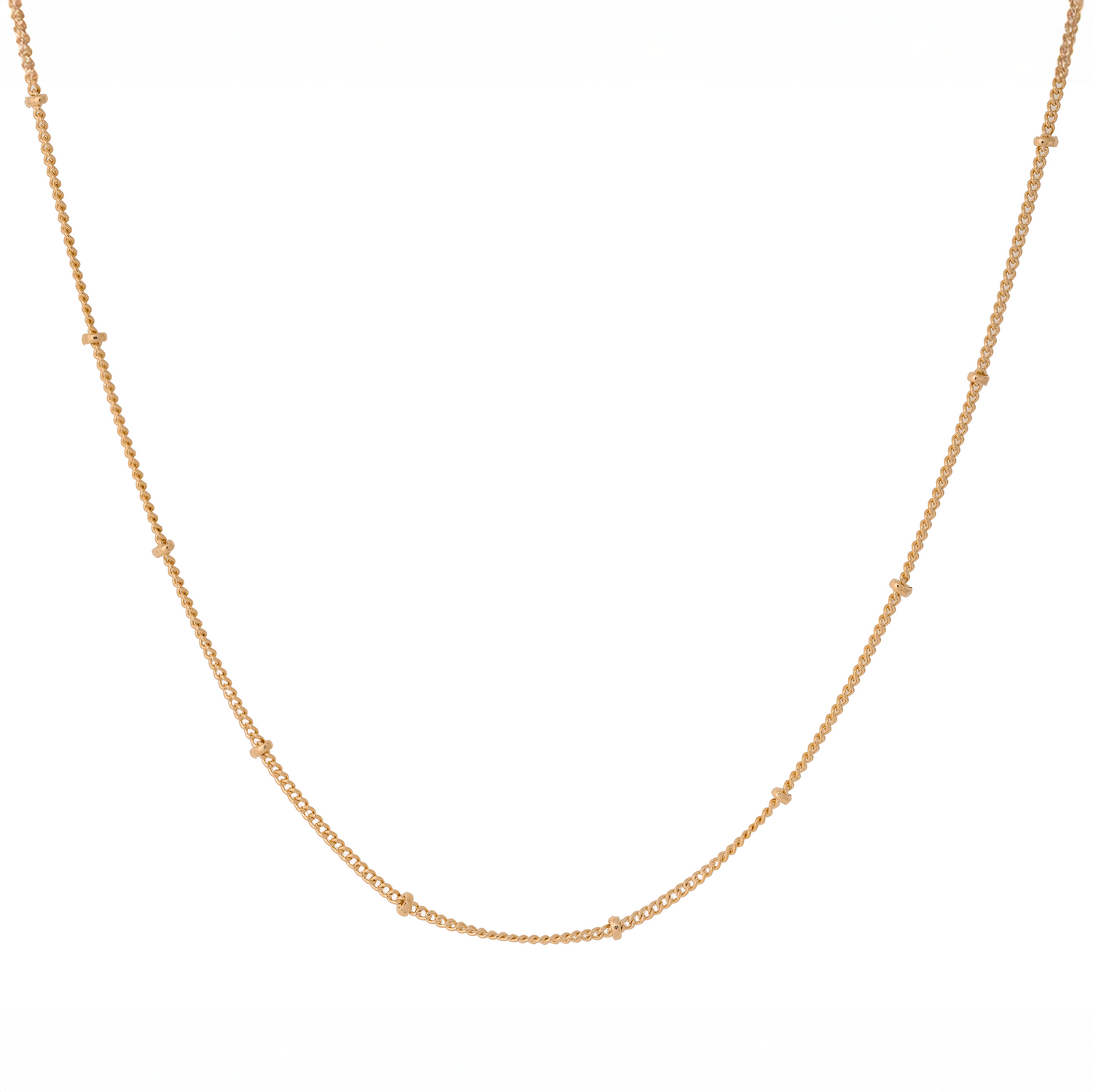 burren jewellery 18k gold plated dainty stacking chain necklace with ball detailing 
