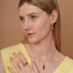 burren jewellery 18k gold plated necklace with tigers eye natural stone teardrop-shaped drop pendant 