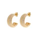 burren jewellery 18k gold plated chunky cz stone set hooped earrings 