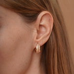 burren jewellery 18k gold plated chunky cz stone set hooped earrings 