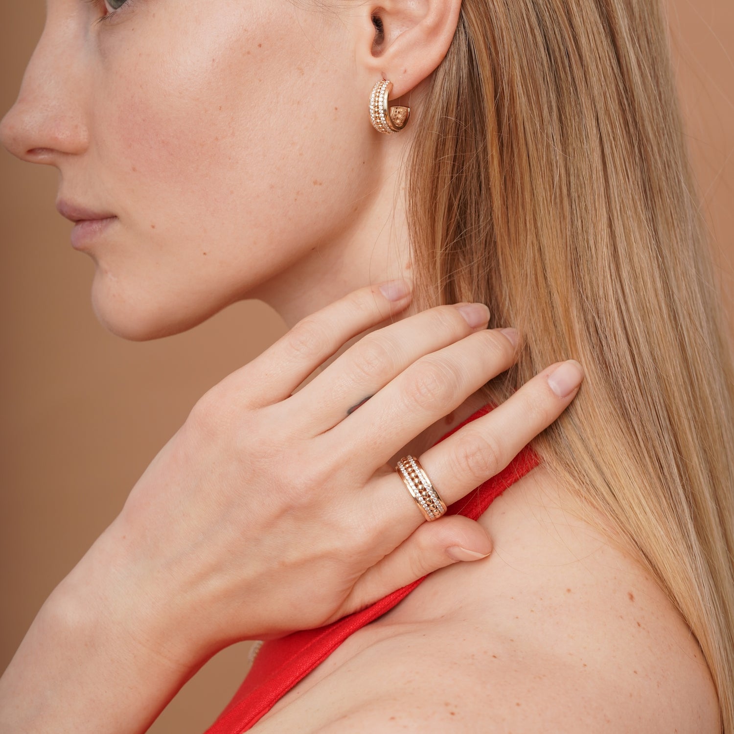 burren jewellery 18k gold plated chunky cz stone set ring