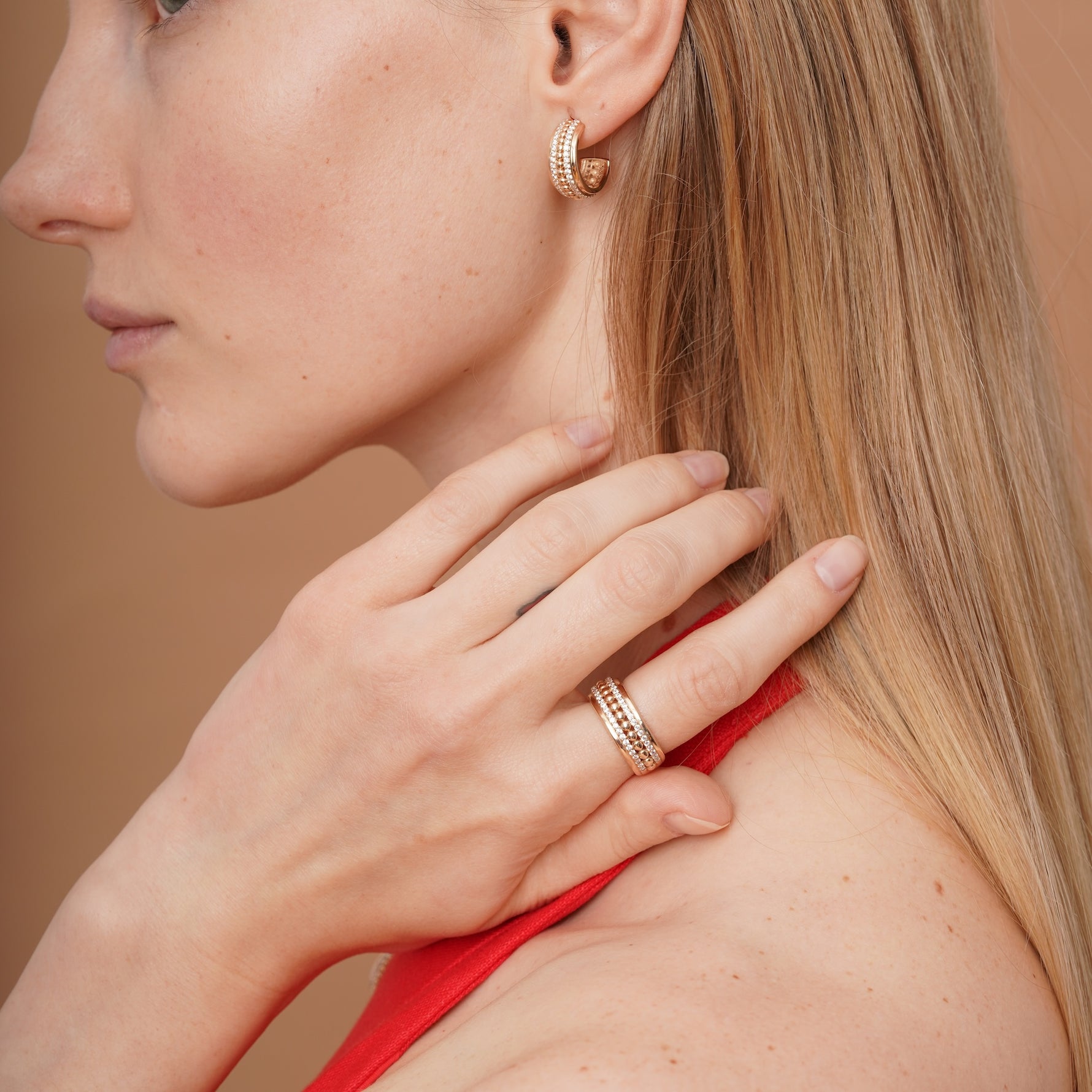 burren jewellery 18k gold plated chunky cz stone set ring