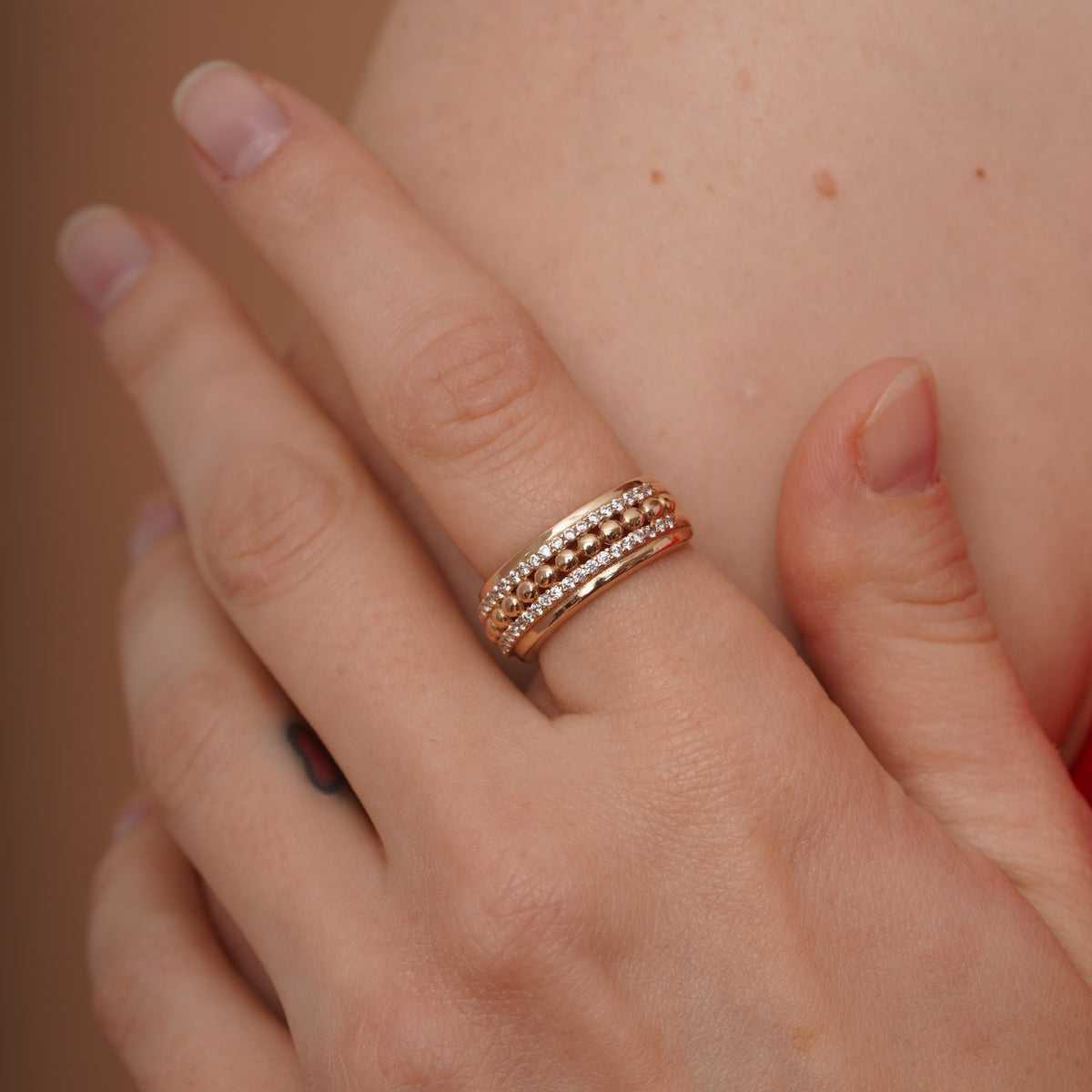 burren jewellery 18k gold plated chunky cz stone set ring