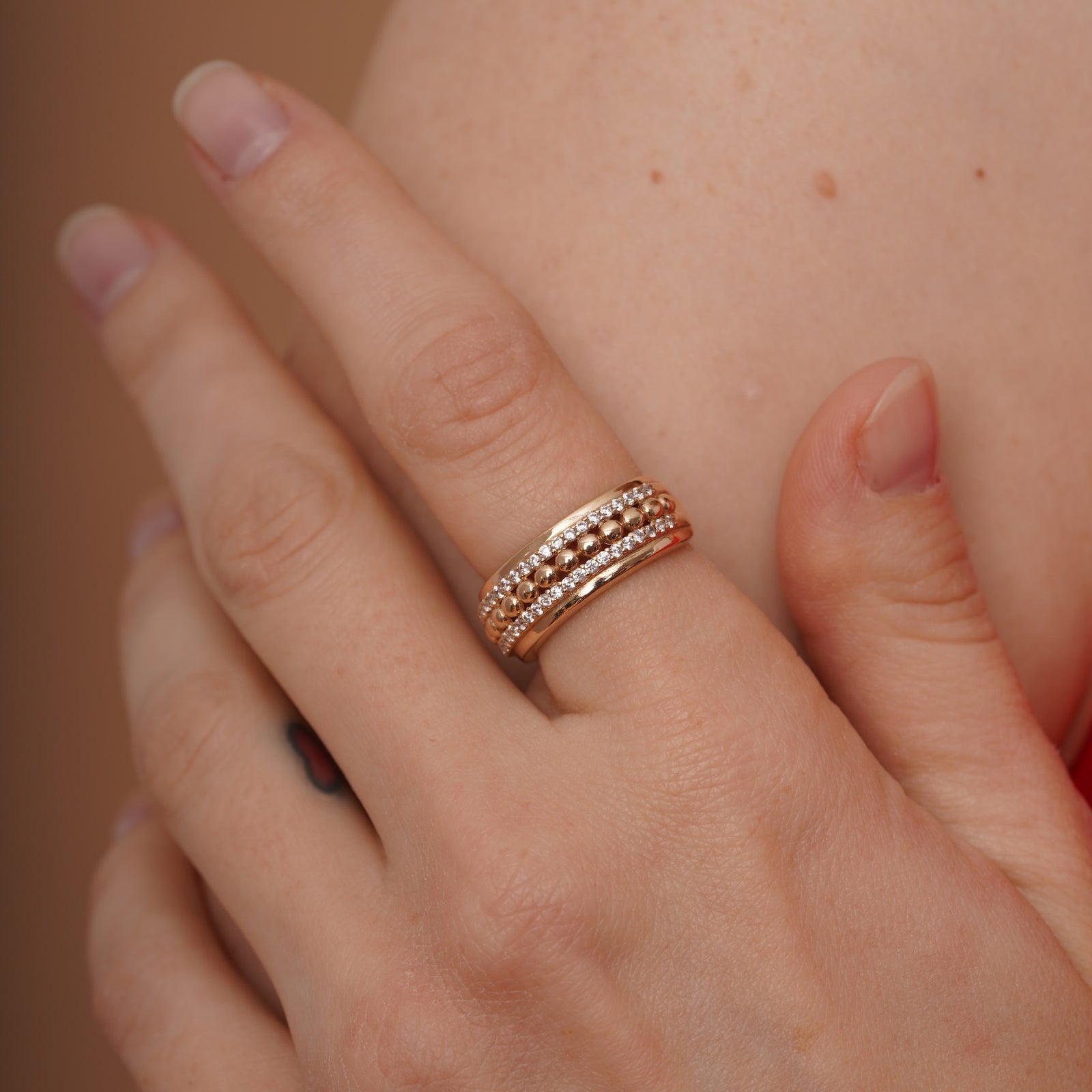 burren jewellery 18k gold plated chunky cz stone set ring