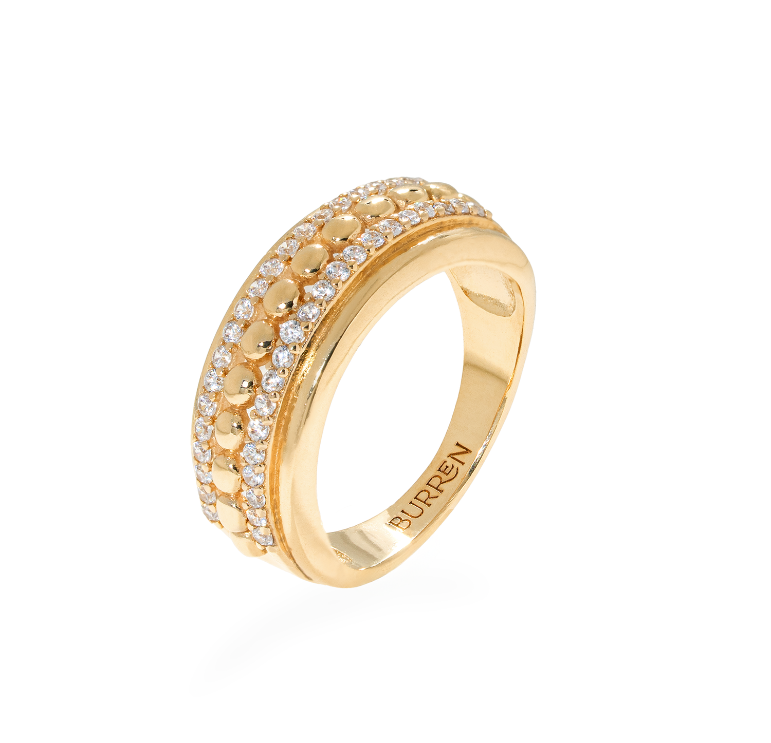burren jewellery 18k gold plated chunky cz stone set ring