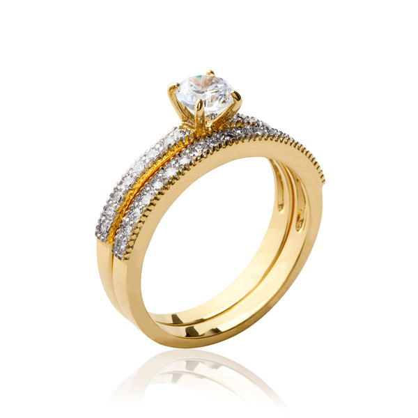 burren jewellery 18k gold set on you classical bridal band set rings