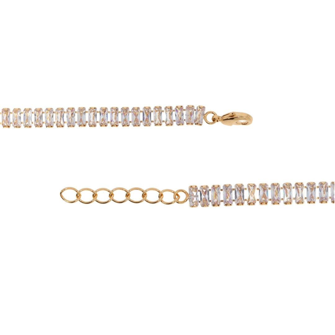 Clasp of Pure Soul 18K Gold Plated Baguette Cubic Zirconia Tennis Bracelet | Burren Jewellery