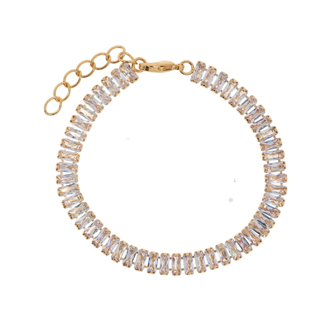 Pure Soul 18K Gold Plated Baguette Cubic Zirconia Tennis Bracelet | Burren Jewellery
