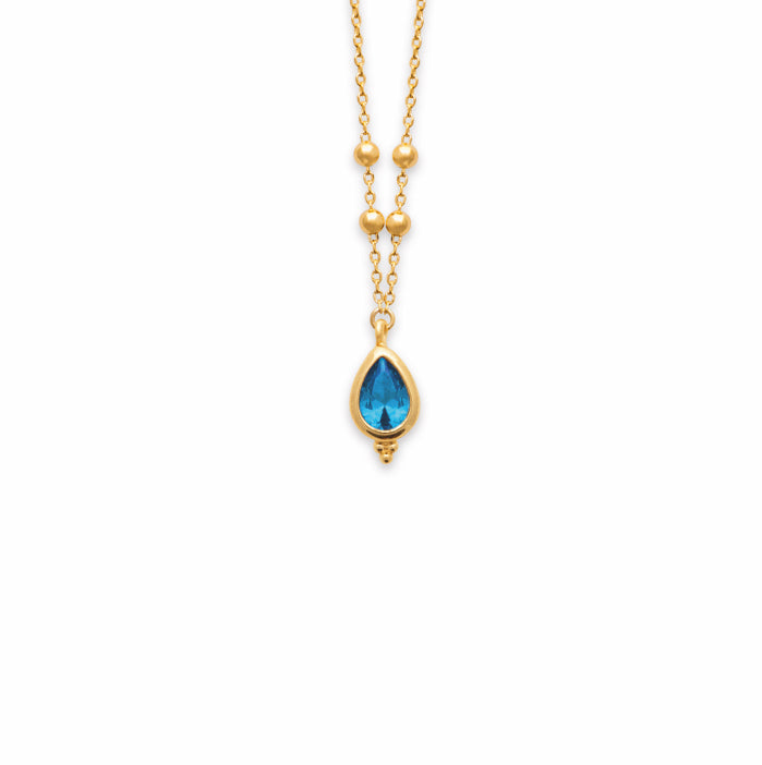 Burren Jewellery 18k gold drop in the ocean sapphire necklace