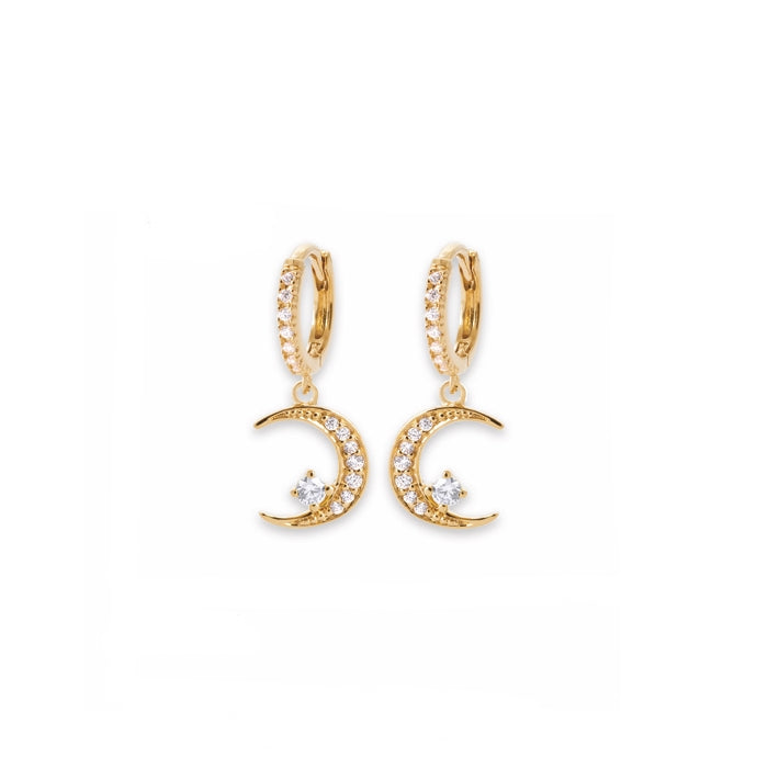 Burren Jewellery 18k gold on the crest huggie earrings angle