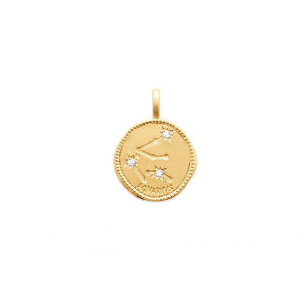 Burren Jewellery 18k gold plate Aquarius horoscope pendant
